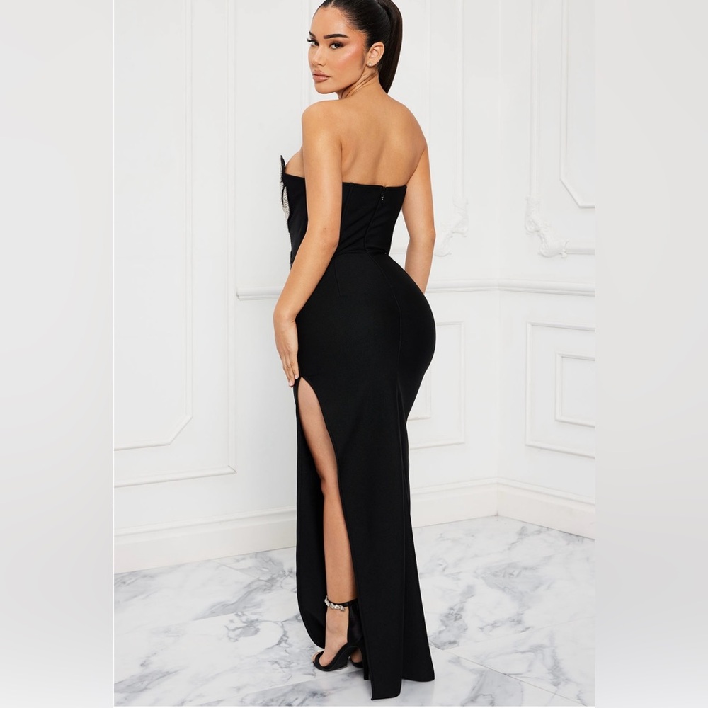 Maxi black dress with rhinestones - Picture 3 of 4